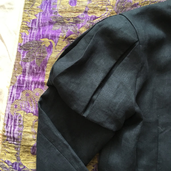 Black Fin de Siècle Jacket in Heirloom Linen