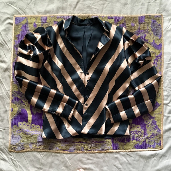 Fin de Siècle Jacket in Black and Beige Striped Silk