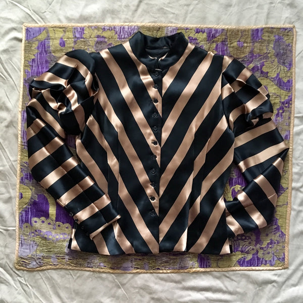 Fin de Siècle Jacket in Black and Beige Striped Silk