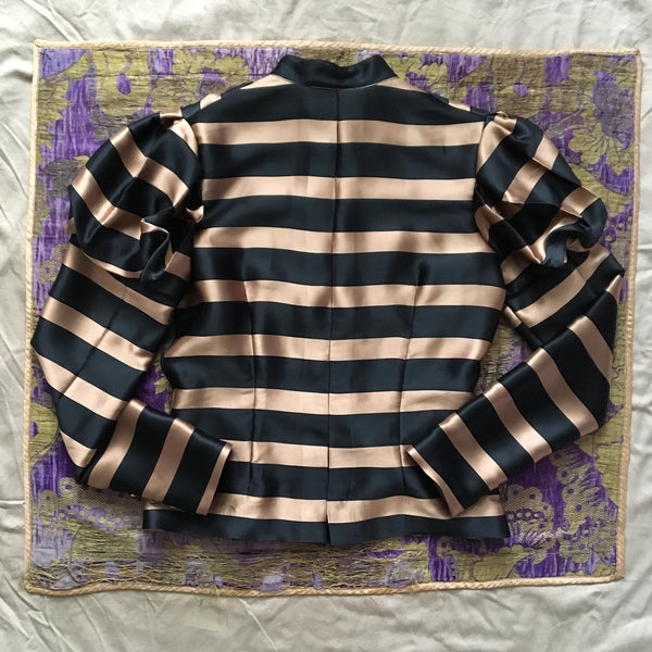 Fin de Siècle Jacket in Black and Beige Striped Silk
