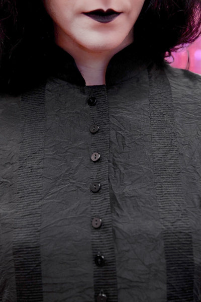 Black Fin de Siècle Shadow-Striped Jacket in Hand-Dyed Silk